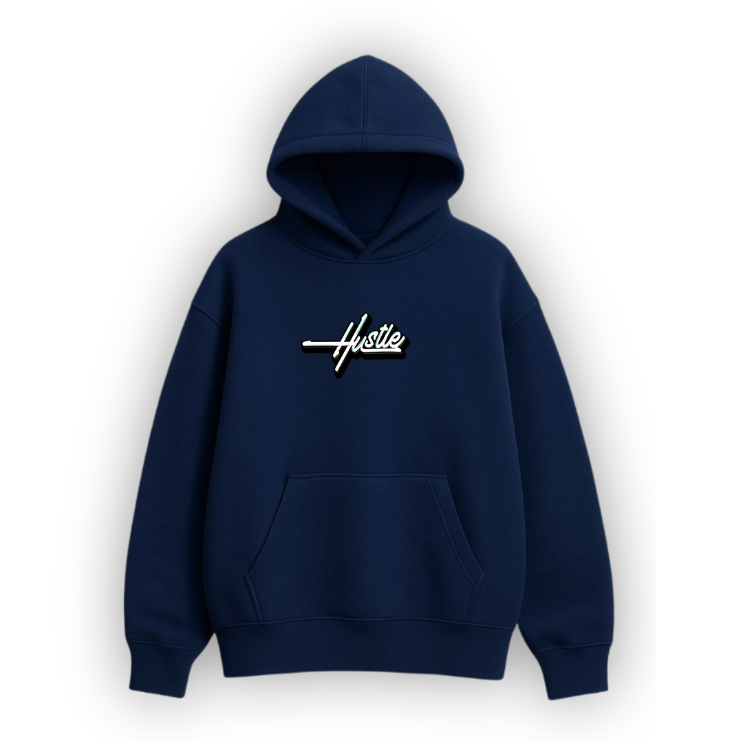 Hustle Navy Blue Hoodie.