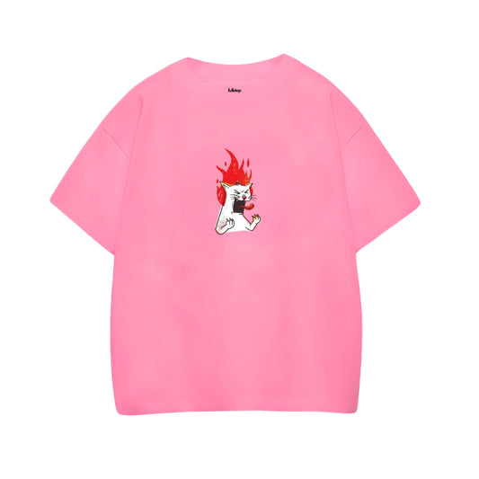Fiery Cat Pink Oversize Tee