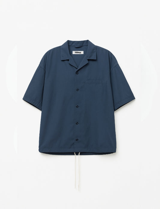 Navy Drawcord Cuban Shirt