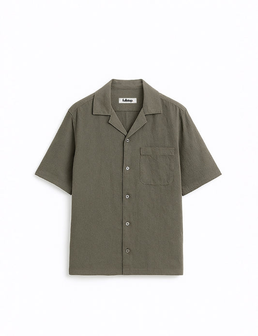 Charcoal Grey Cuban Collar Shirt