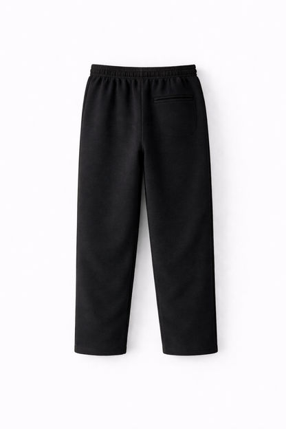 Straight-Leg  Black Terry Trouser.